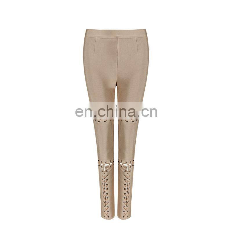 Amigo 2017 new design sexy XXX long tight bangage bodycon rayon pants for taller girls wear