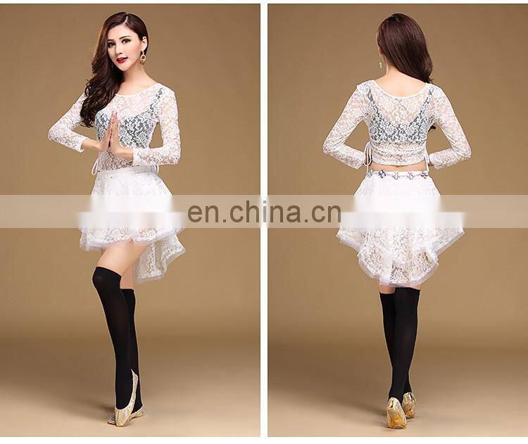 T-5146 France best sales newest Sexy lace hot drill belly dance top and skirt set