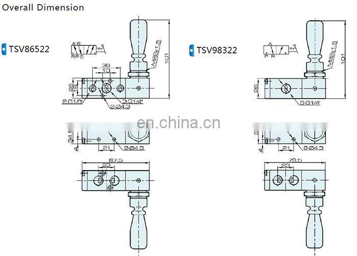 GOGO ATC 2 position Pneumatic manual 3 way valve TSV98321-M Port 1/8" BSP hand control valve with Mechanical lock