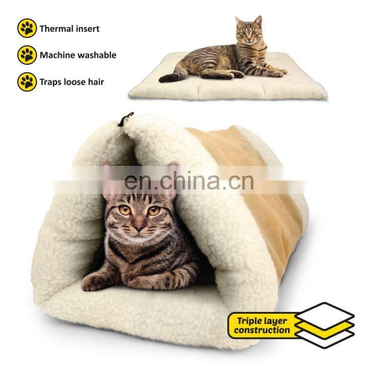 PET PALACE 2-in-1 Pet Bed Snooze Tunnel and Mat for Pets Cats Dogs and Kittens for Travel or Home