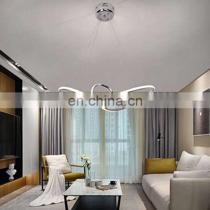 Simple silver dining chandelier custom chrome glossy decorative pendant light