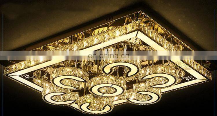 Stainless steel LED crystal lamp, modern simple living room, bedroom ceiling lamp