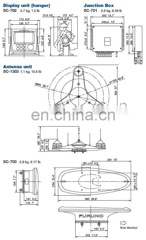 Marine electronics maritime navigation communication FURUNO IMO SC-130 ship boat 3 axis THD GNSS GPS navigator satellite compass