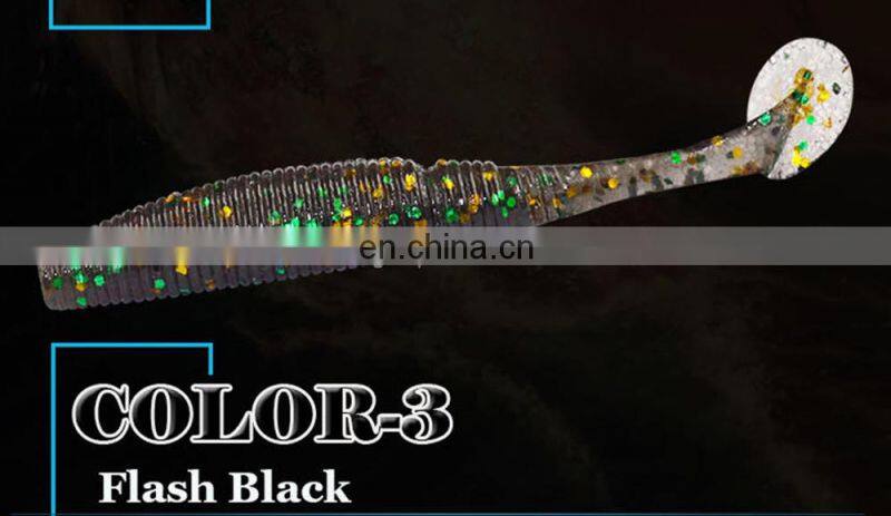 15pcs/bag T Tail Soft Lure 50mm 1g Plastic Fishing Lure Soft Baits Jig Head Texas Rig Bass Fishing Paddle Tail soft Grubs Maggo
