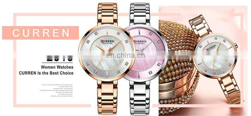 CURREN 9051 Women Bracelet Elegant Business Quartz Watches Japan Movement Stainless Steel Ladies Wristwatch