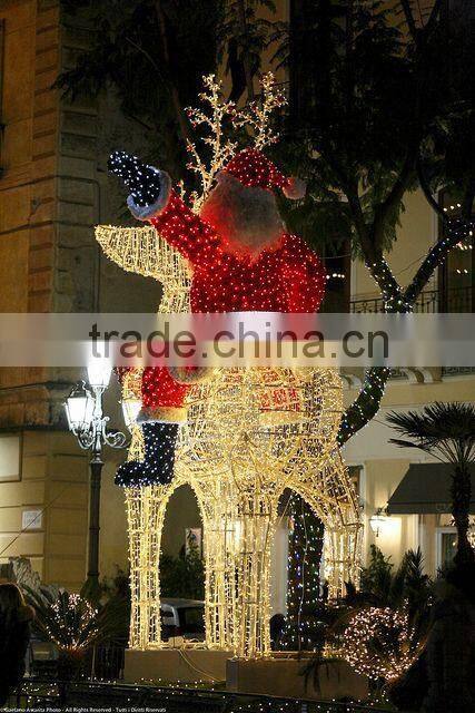 2015 outdoor lighted santa and reindeer decoration
