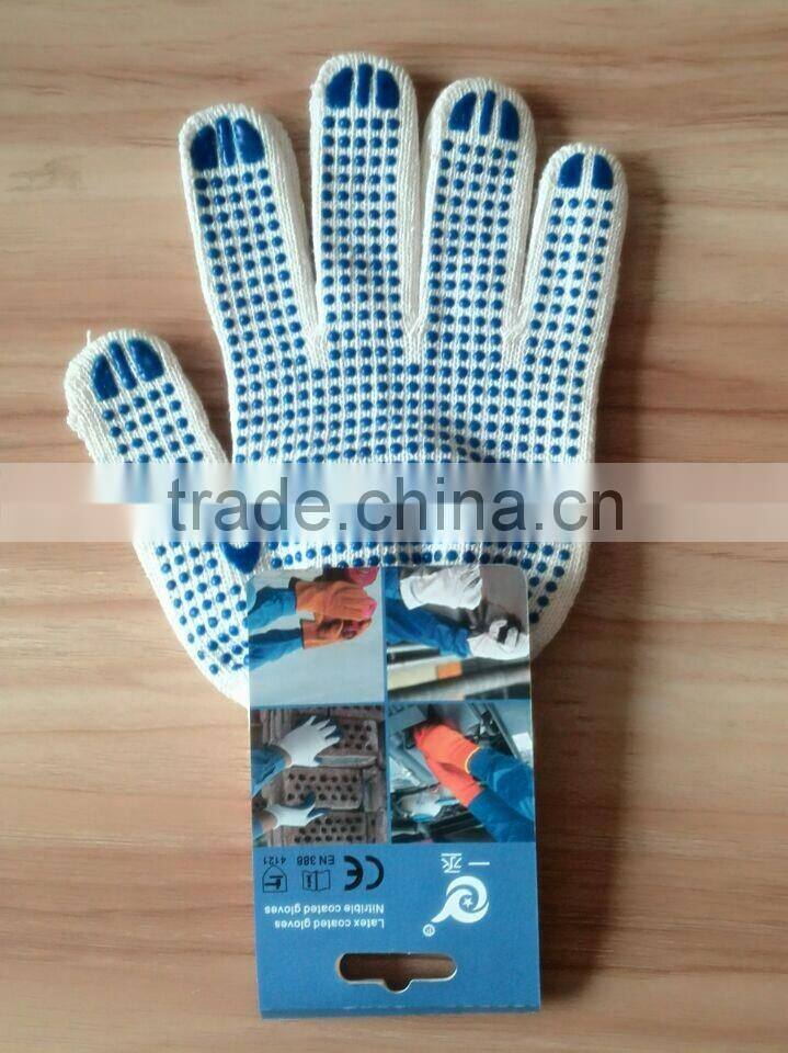most popular orange dot 26cm pvc dotted cotton working glove