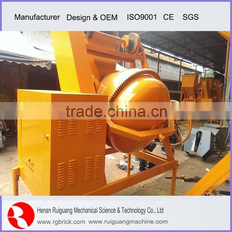 JZC350 portable Concrete Mixer with hydraulic hopper