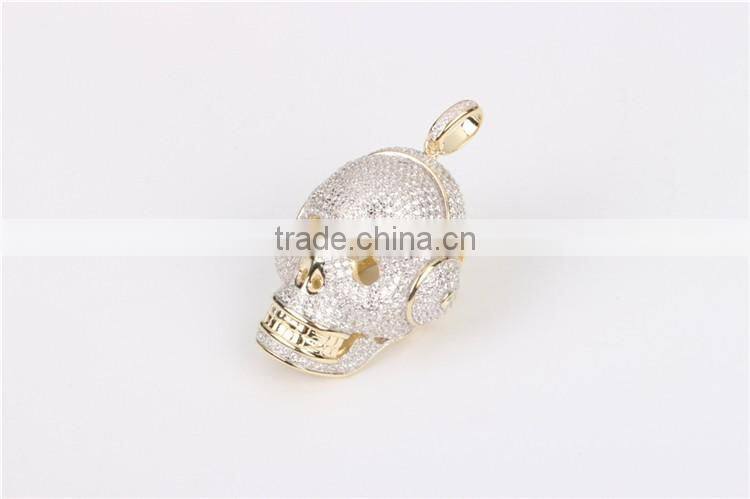 2016 Custom Hip hop jewelry skull pendant 925 silver sterling charm pendant