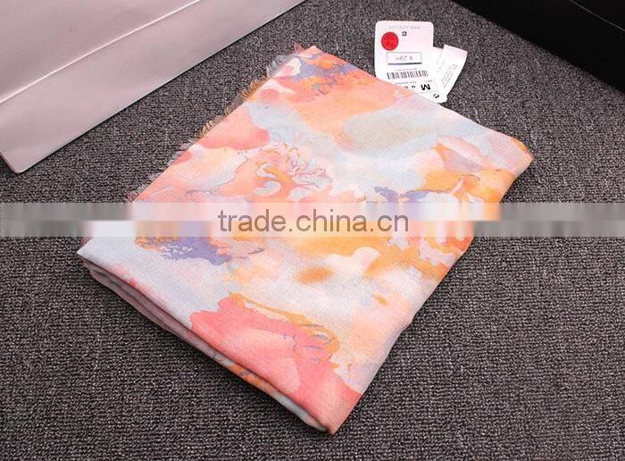 Bohemia Style Colorful Ink Painting Flower Print Women Fashions Scarf