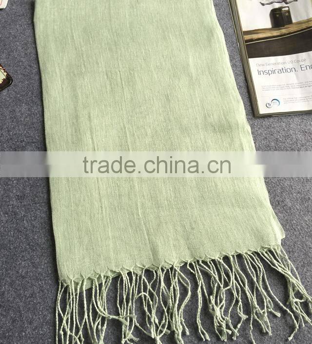 Wholesale Korean Fashion Solid Color Plain Tassel Women Linen Scarf