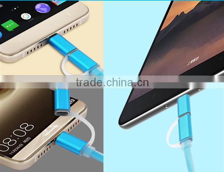 Copper Core 2-in-1 Micro USB and USB C Leather Cable