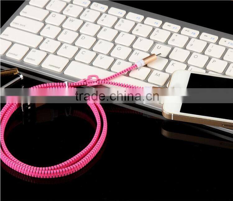 2016 hot 2 in1 Zipper USB Data Charging Cable for iPhone,for Samsung ,for android