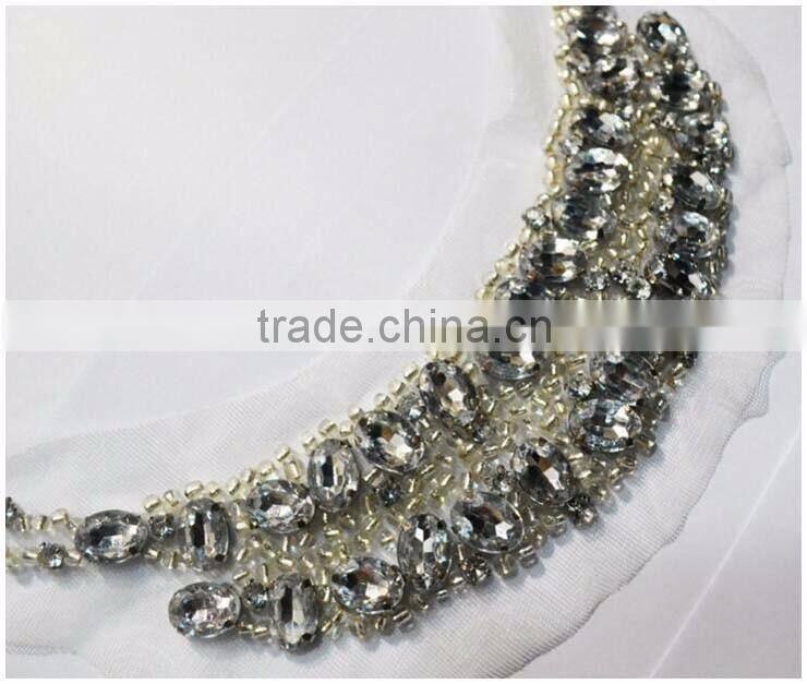 China Factory Garments Accessory,Fashion Cheap OEM/ODM Korean Handmade Sew on Acrylic Stone Net Cloth False Collar