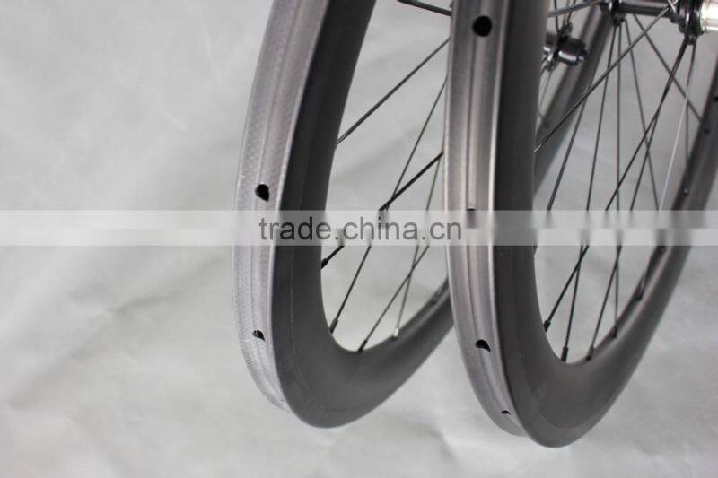 Black hub 700C tubular carbon wheel set professional UD Matt Carbon road bike tubular wheelset W65T