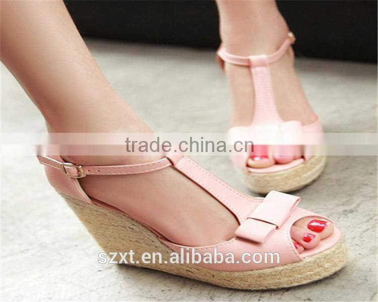 2015 fancy ladies sandal shoes ladies party shoes high heel with decoration wedge shoes super high heel 