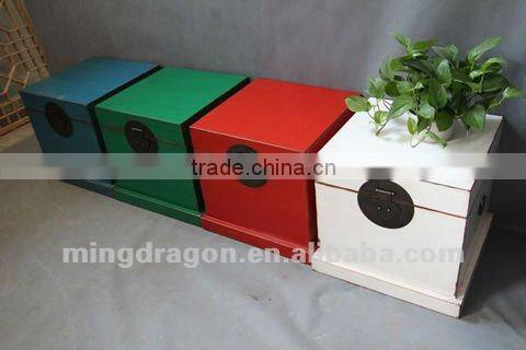 Chinese antique furniture pine wood Shanxi red/blue/white/green trunk chest box