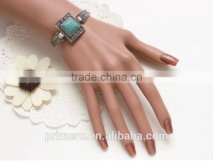 New Vintage Tibetan Silver Square Turquoise Bracelet Bangle Jewelry Wholesale