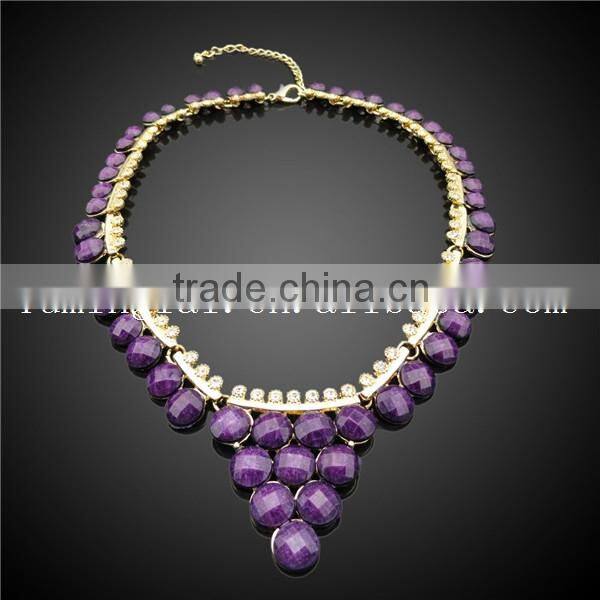 Shining popular handmade african beads pink resin jewelry set rings jewelry purple stone
