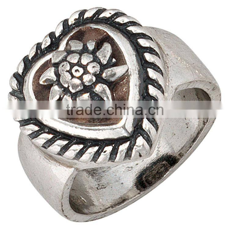 Silver Edelweiss with Colorful Rhinestones Trachtenring Elastic Ring