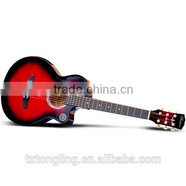 Differrent color quality student beginner 38 Size Ripple Pattern Colour basswood acoustic folk guitar