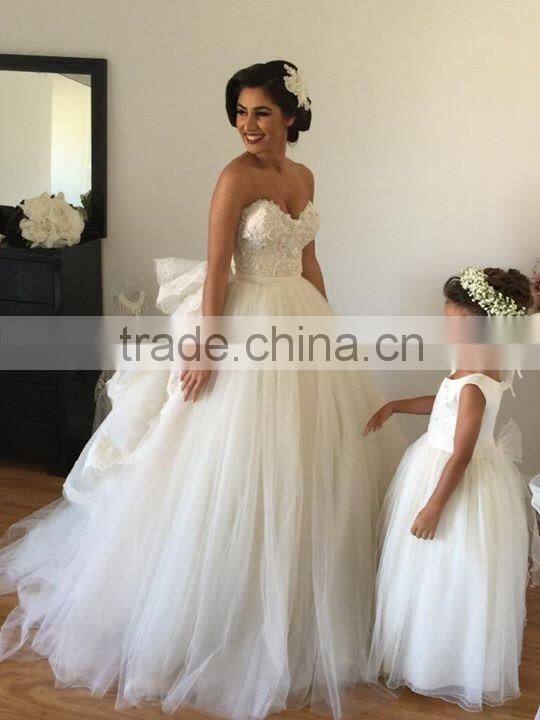 Princess Lace Attachable Sleeves Sweetheart Wedding Gown Puffy Gown for Bride Low Back