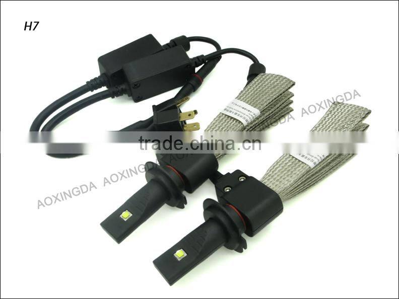 H7 5000LM non fan LED headlight with flexible heat sink