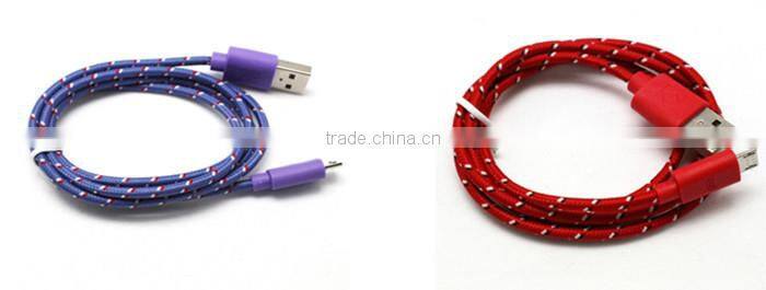 Standard USB Type and Mobile Phone Use Fabric Braided USB Charger Cable 1M 2M