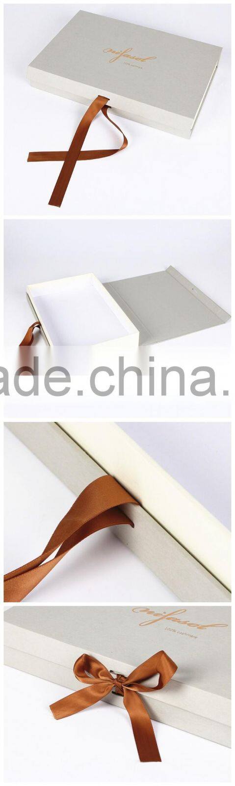 Custom Luxury Magnet Flap Cardboard Gift Packaging Box With Ribbon