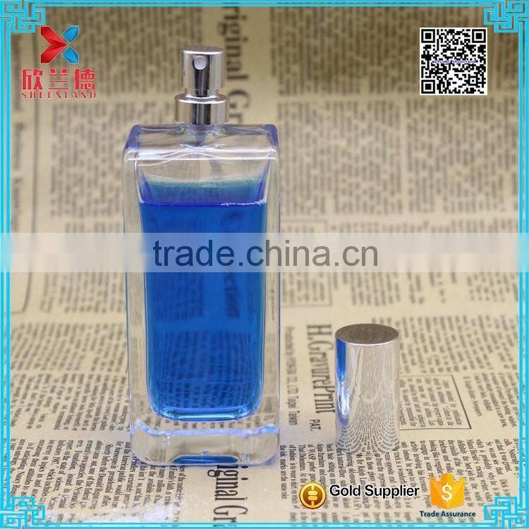 wholesale 100ml rectangle empty glass perfume refill bottle