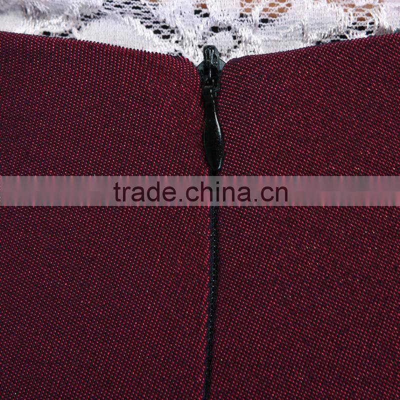 2015 latest wine red short skirt suits for women