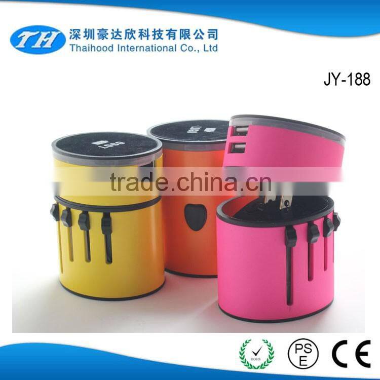 UK/EU/AU/US plug 5V2.5A Travel usb charging power socket adaptor CE ROHS approved with universal outlet