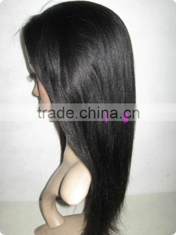 fashionable real human remy hair yaki half lace wigs
