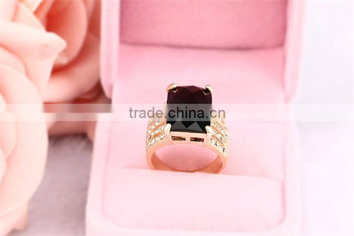 1 dollar items zinc alloy black gemstone single stone gold ring for women