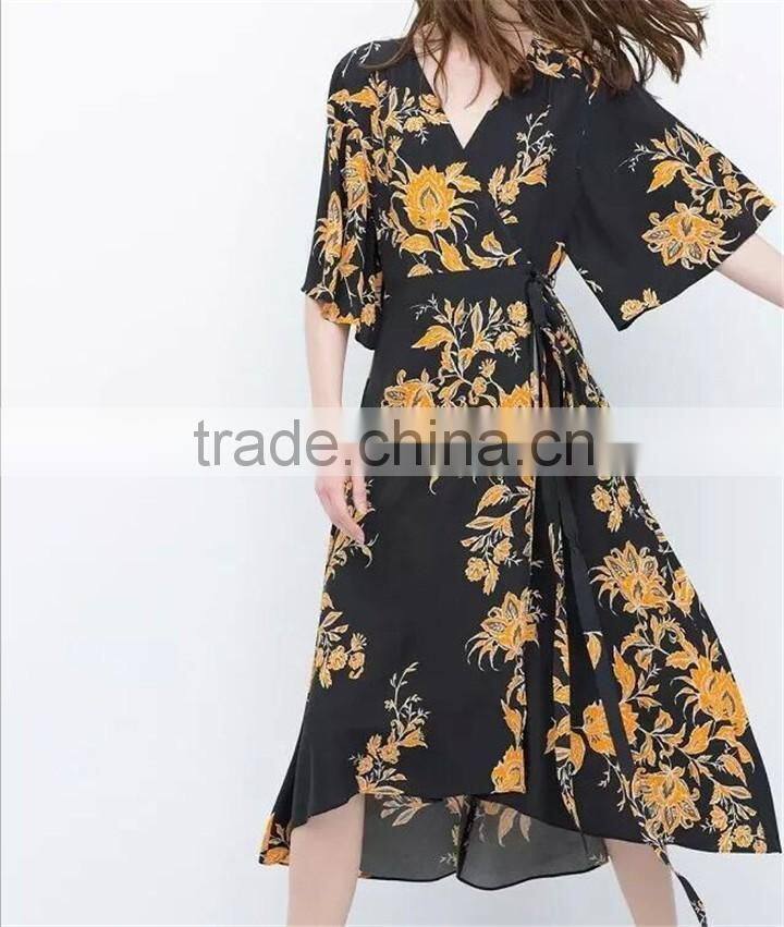 Fashionable Beachwear Polyester Chiffon Ladies Long Dubai Kaftan Dress