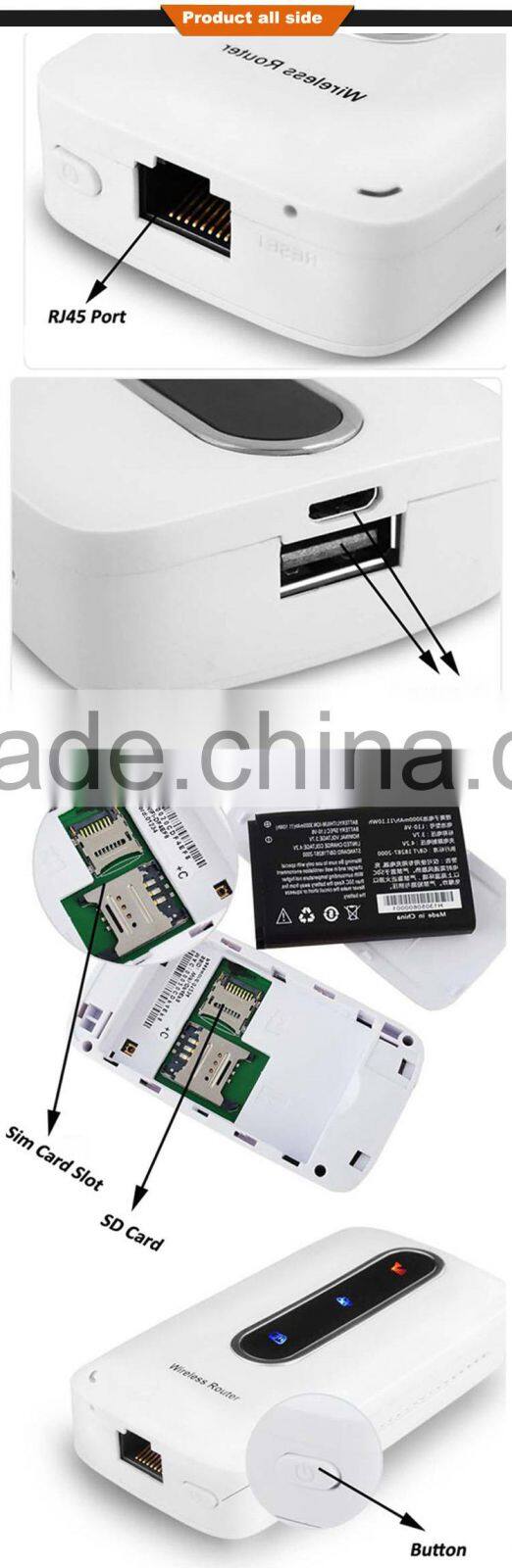 3000mAh power bank 3g wifi router with sim card slot WCDCA CDMA EVDO 3g router