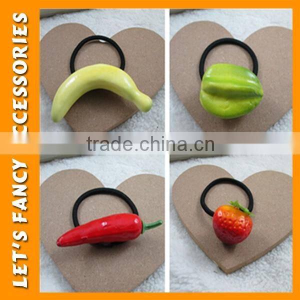 PGHD0369 Hot sale plush banana hair clip elsatic hair band girls elastic hair balls