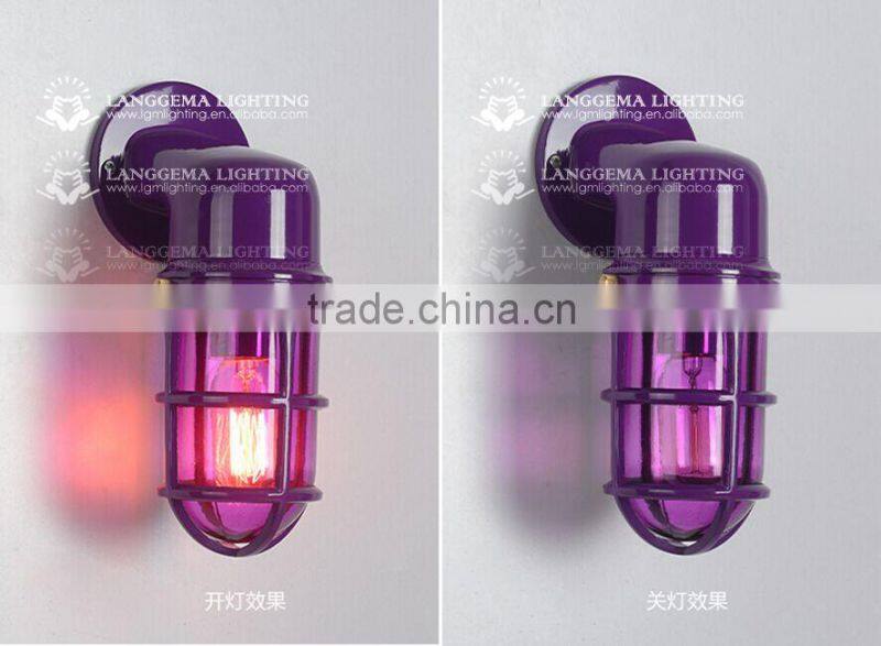 VINTAGE INDUSTRIAL LIGHT ALUMINIUM PENDANT WITH CAGE GLASS SHADE EDISON E27 wall lamp W144(99)