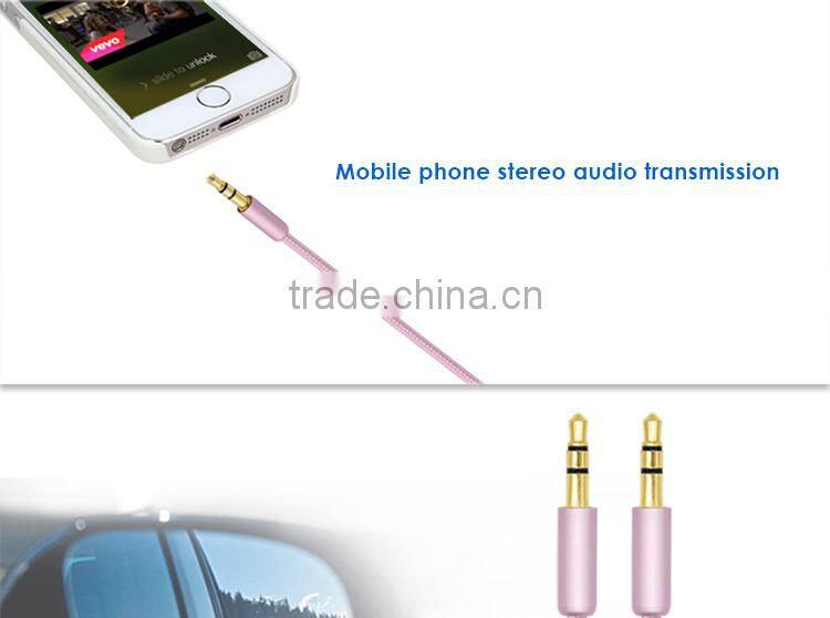 Slim Flexible Gold Plated 3.5mm audio cable for car aux stereo cable