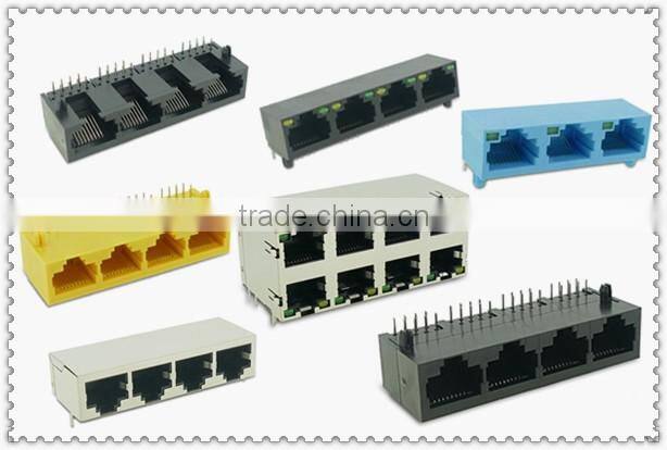 RJ45 connector 2*4 port shield with EMI finger and LED network router