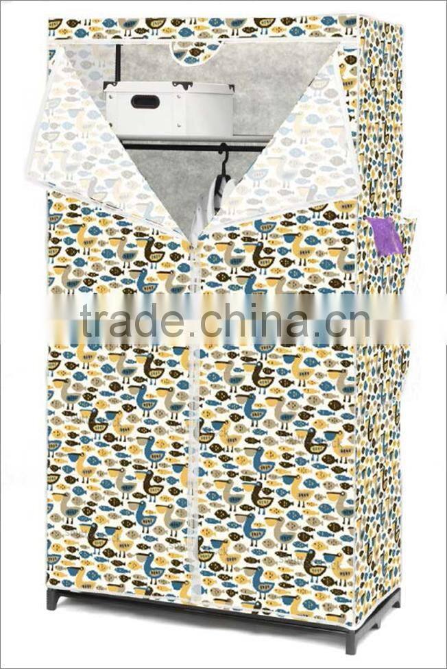 PRINTING FABRIC WARDROBE WITH METAL SHELF