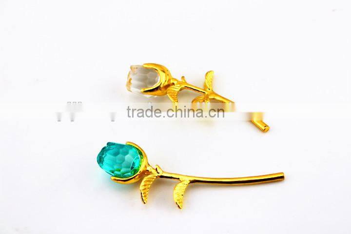 factory directly sale AAA k9 crystal miniature rose flower for wedding gift decoration home