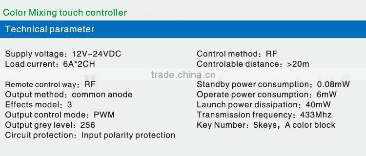 AC85~265V 50/60Hz 14keys RF 24G Packet Radio wireless to tuch controller/Dimmer for led strip light