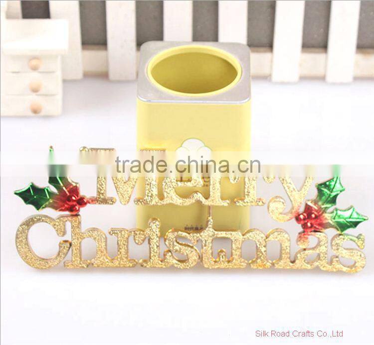 golden english merry christmas words decoration