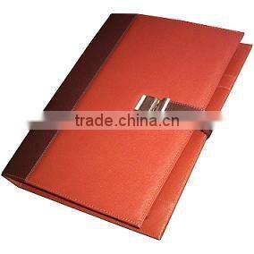 Black manager folder,genuine leather business folder with calculator