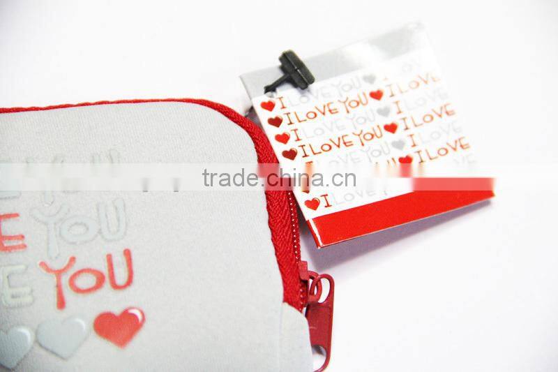 2015 Promotion gifts neoprene purse bag,wallet case,change bag,cute little money bag