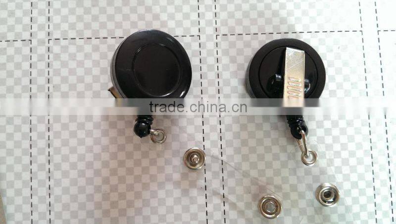 Customized white round Metal retractable badge reels Alligator clips