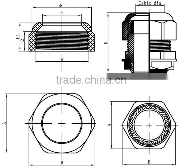 2015 New UTL PG19 Nylon Waterproof Box Cable Glands