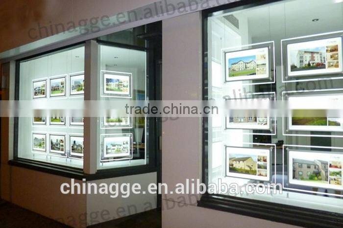 Acrylic real estate agent window led display light box for advertising