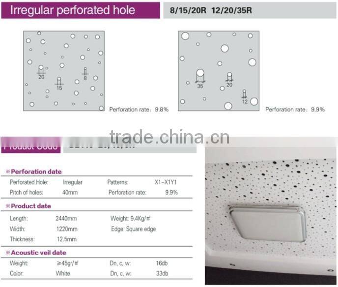 best sale in door decoration perforated acoustic gypsum board/ ceiling tiles with competitive price